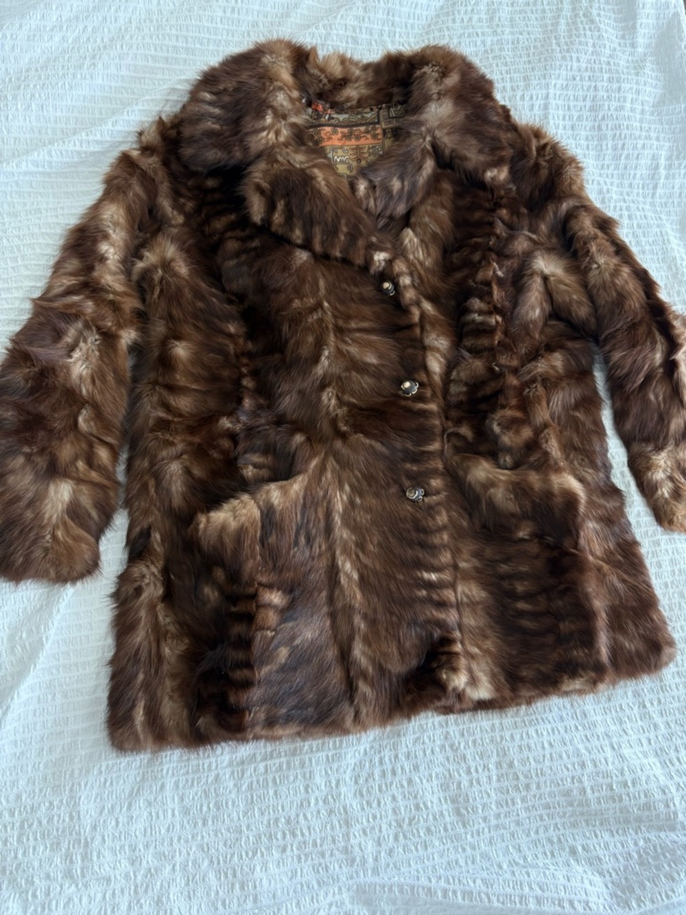Vintage Brown Real Fur Coat -